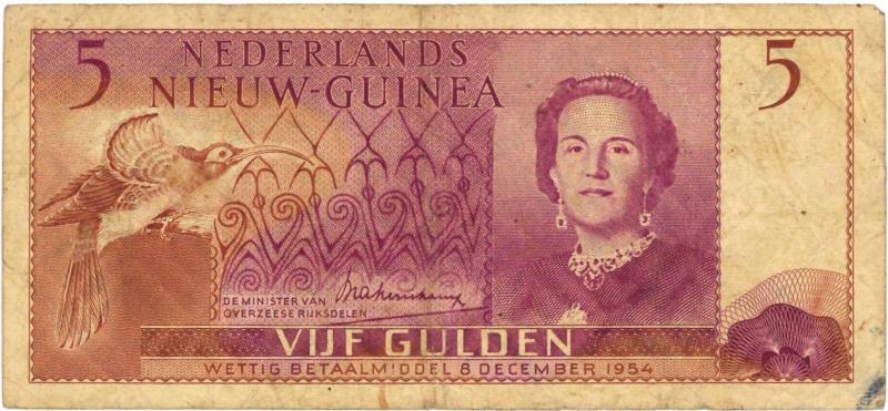 Nieuw-Guinea. 5 gulden. Bankbiljet. Type 1954. - Fraai.