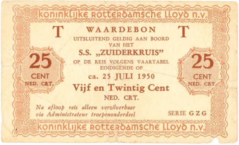 Nederland. 25 cent. Waardebon. Type 1950. - Fraai.