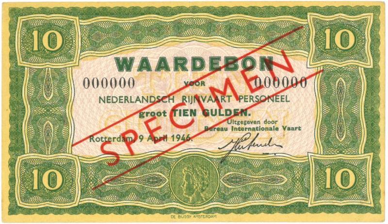 Nederland. 10 gulden. Waardebon. Type 1946. - Prachtig.