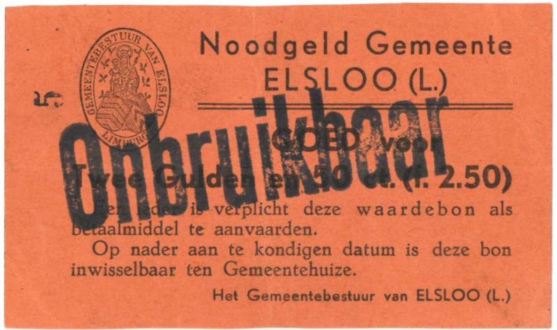 Nederland. 2½ gulden. Elsloo. Type 1940. - Zeer Fraai.