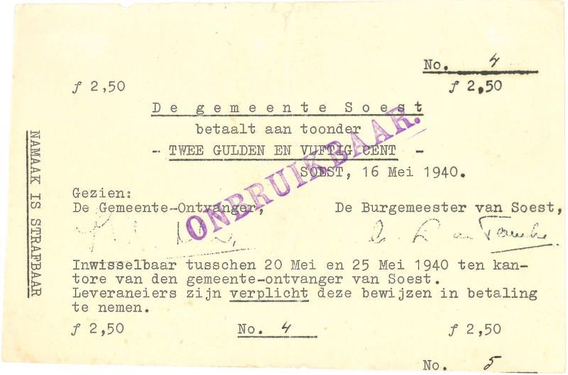 Nederland. 2½ gulden. Soest. Type 1940. - Fraai.