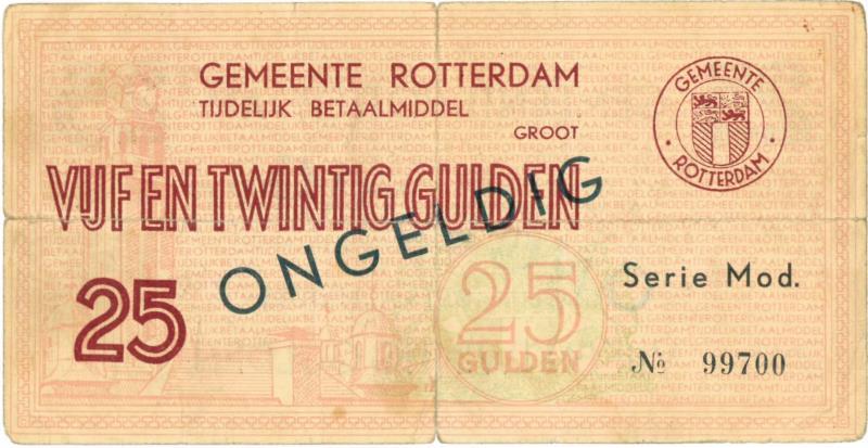 Nederland. 25 gulden. Rotterdam. Type 1940. - Fraai +.