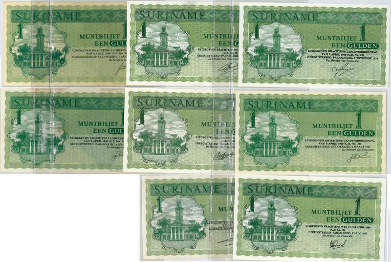 Suriname. Lot diversen. Muntbiljet. Type 1960. - Zeer Fraai / UNC.