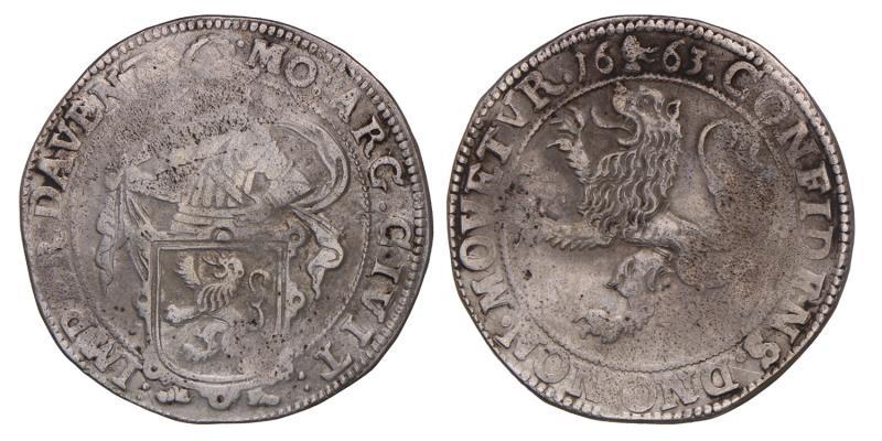 Leeuwendaalder Deventer 1663. Fraai +.
