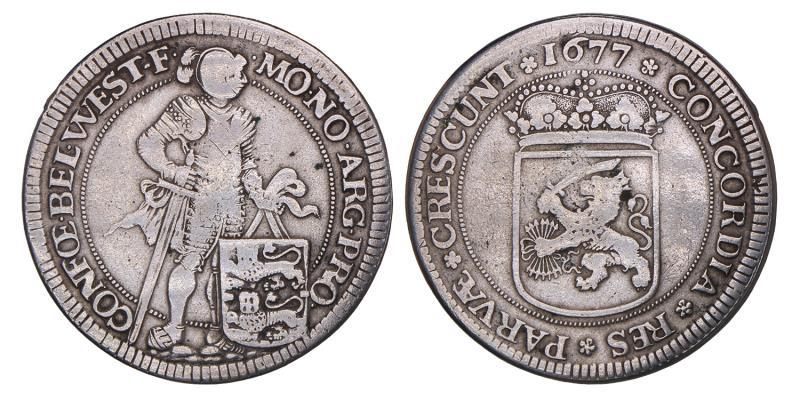 Zilveren dukaat Enkhuizen 1677. Fraai / Zeer Fraai.