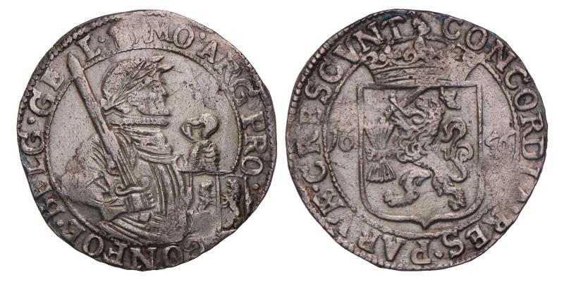 Nederlandse rijksdaalder Gelderland 1656. Zeer Fraai +.