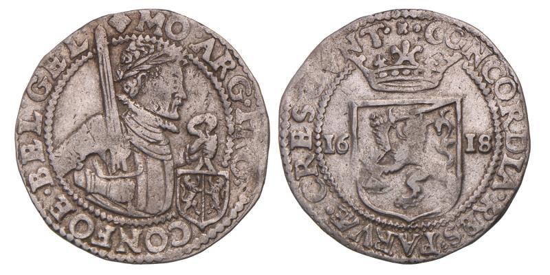 ½ Nederlandsche rijksdaalder Gelderland 1618. Zeer Fraai.