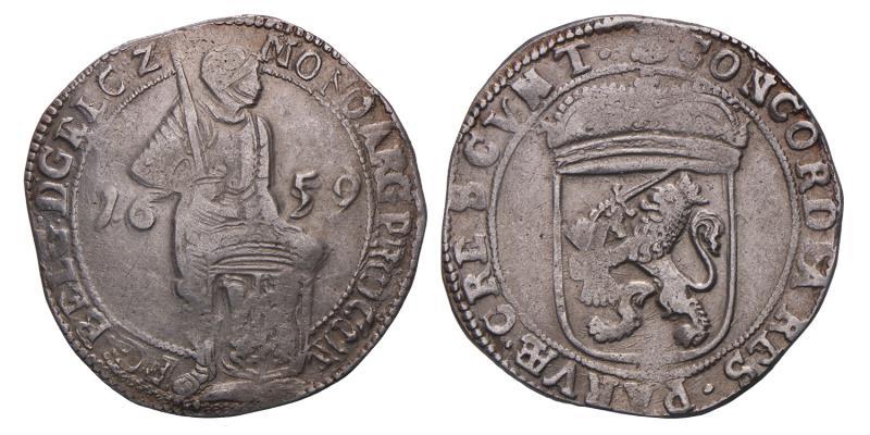 Zilveren dukaat Gelderland 1659. Zeer Fraai.
