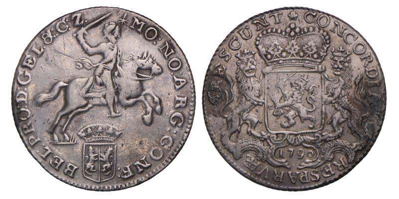 Dukaton of zilveren rijder Gelderland 1790. montage Fraai / Zeer Fraai.
