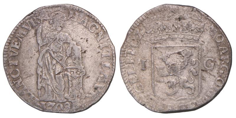 1 gulden Gelderland 1709. Fraai.