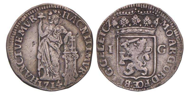 1 gulden Gelderland 1714. Zeer Fraai.