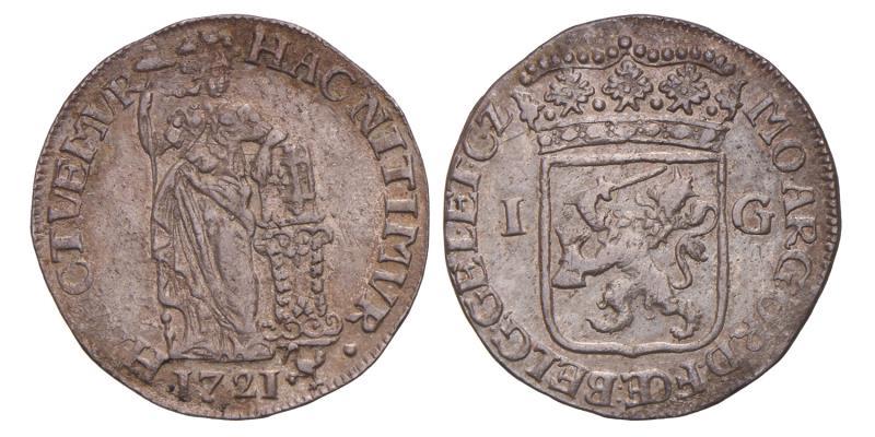 1 gulden Gelderland 1721. Zeer Fraai.