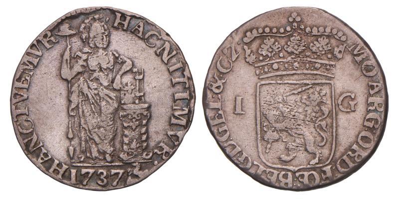 1 gulden Gelderland 1737. Fraai / Zeer Fraai.