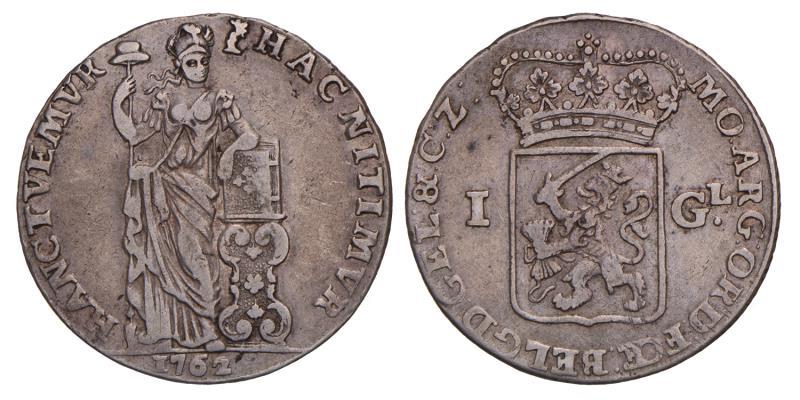 1 gulden Gelderland 1762. Zeer Fraai +.
