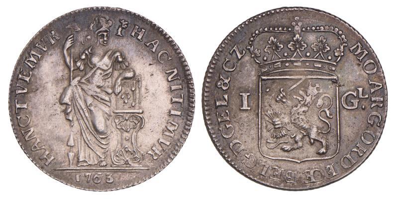 1 gulden Gelderland 1763. Prachtig / FDC.