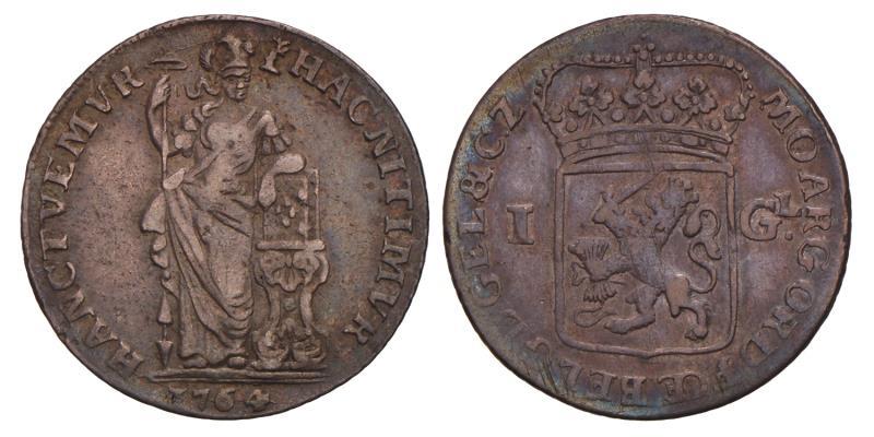 1 gulden Gelderland 1764. Zeer Fraai +.