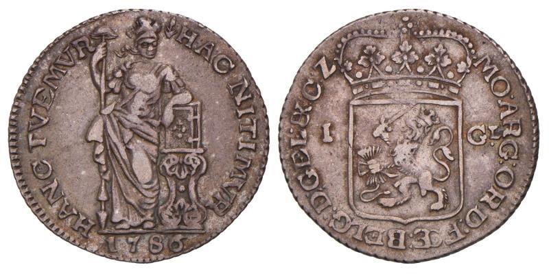 1 gulden Gelderland 1786. Zeer Fraai +.