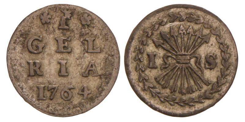 1 stuiver Gelderland 1764. Zeer Fraai.