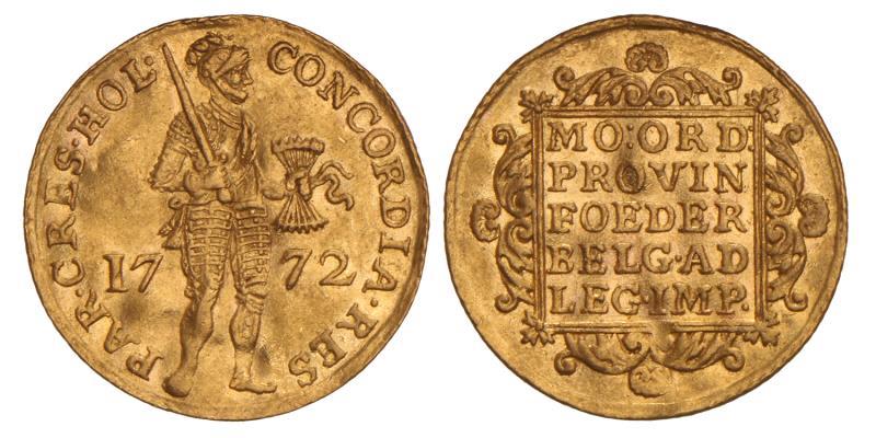 Gouden dukaat Holland 1772. Zeer Fraai / Prachtig.
