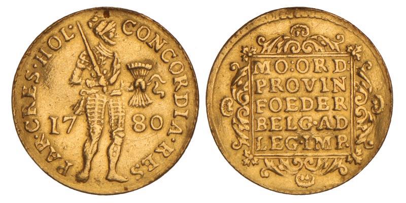 Gouden dukaat Holland 1780. Zeer Fraai.