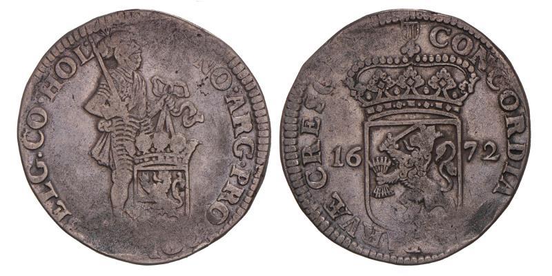 Zilveren dukaat Holland 1672. Fraai / Zeer Fraai.