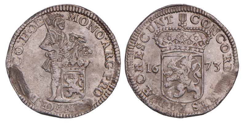 Zilveren dukaat Holland 1673. Prachtig -.