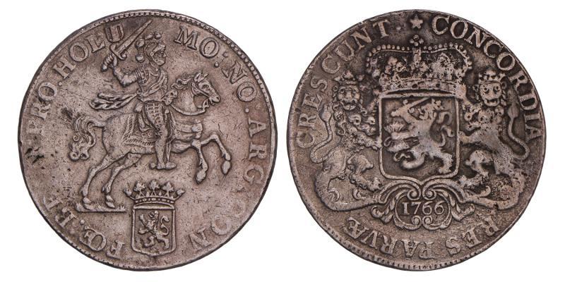 Dukaton of zilveren rijder Holland 1766. Fraai / Zeer Fraai.