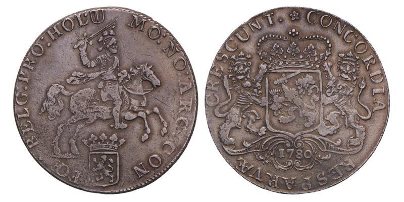 Dukaton of zilveren rijder Holland 1780. Zeer Fraai.