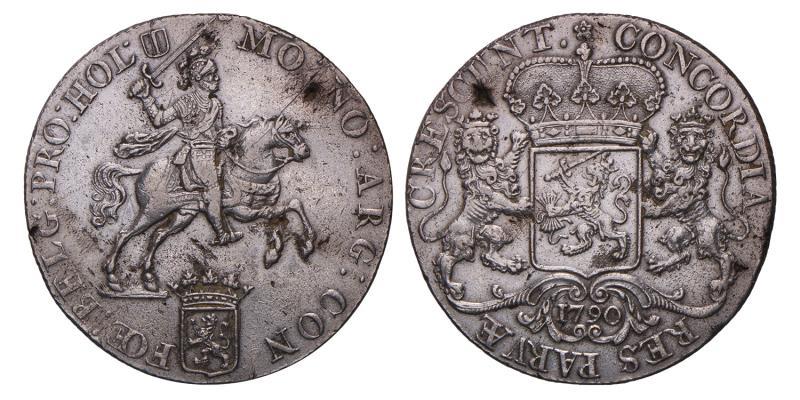 Dukaton of zilveren rijder Holland 1790. Zeer Fraai / Prachtig (gietgal).