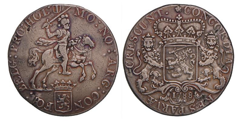 Dukaton of zilveren rijder Holland 1788. Zeer Fraai +.