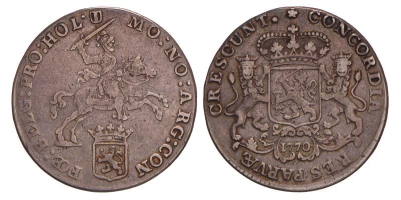 Halve dukaton of zilveren rijder Holland 1770. Fraai / Zeer Fraai.