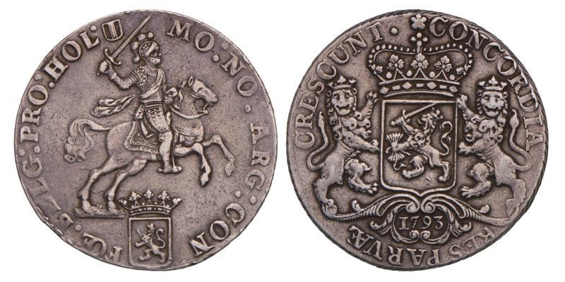 Dukaton of zilveren rijder Holland 1793. Zeer Fraai.
