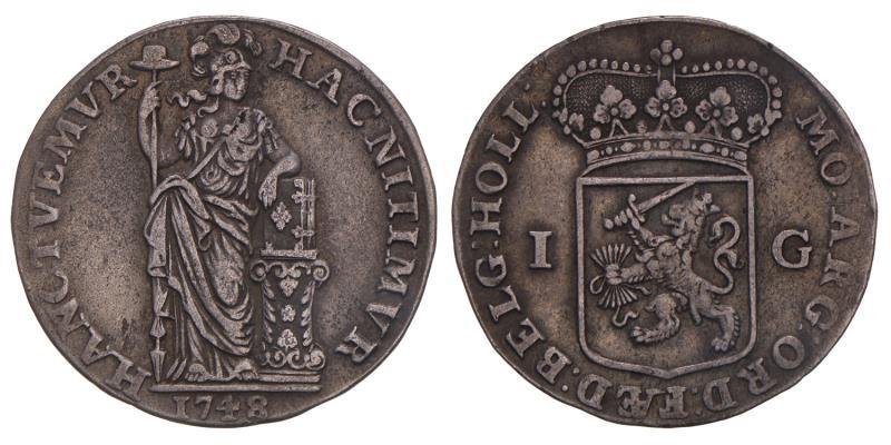 1 gulden Holland 1748. Zeer Fraai / Prachtig.