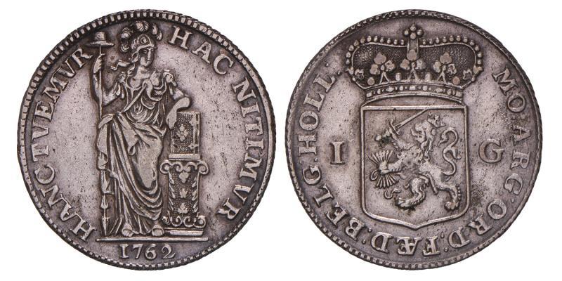1 gulden Holland 1762. Zeer Fraai / Prachtig.