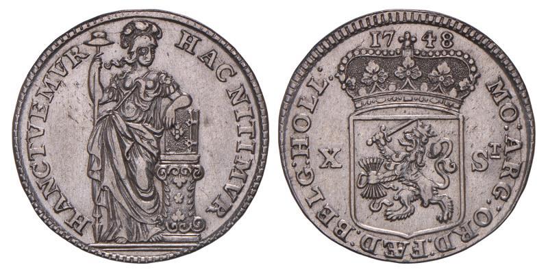 10 stuiver Holland 1748. Zeer Fraai / Prachtig.