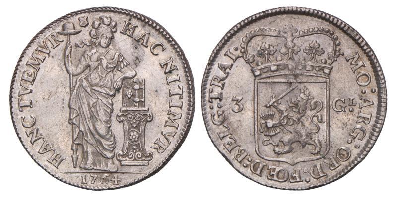 3 gulden Utrecht 1764. Fraai / Zeer Prachtig.