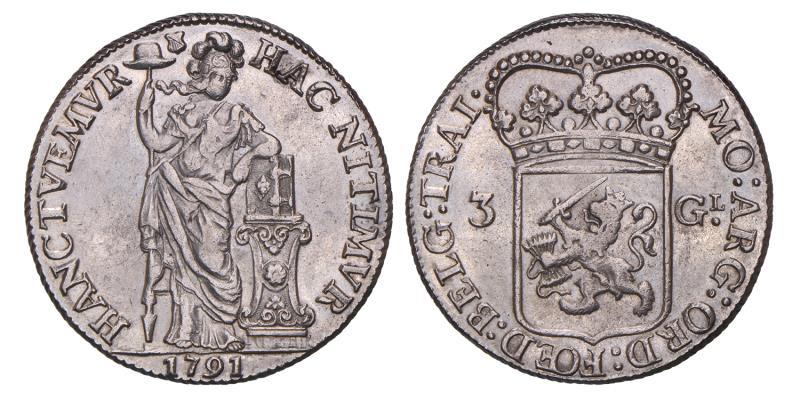 3 gulden Utrecht 1791. Zeer Fraai / Prachtig.