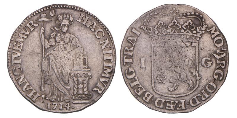 1 gulden Utrecht 1714. Fraai / Zeer Fraai.