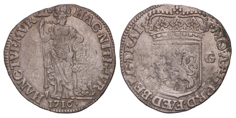 1 gulden Utrecht 1716. Fraai +.