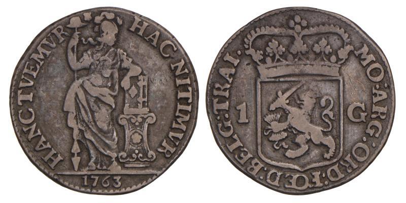 1 gulden Utrecht 1763. Zeer Fraai -.