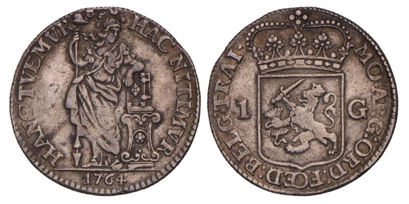 1 gulden Utrecht 1764. Zeer Fraai.