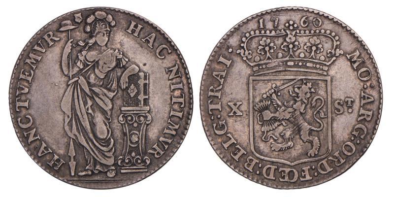 10 stuiver Utrecht 1760. Zeer Fraai / Prachtig.