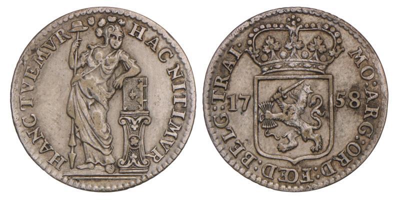 Muntmeesterpenning Utrecht 1758. Zeer Fraai / Prachtig.