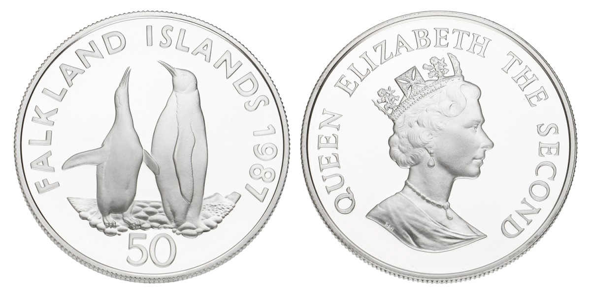 Falkland Islands. Elizabeth II. 50 Pence 'WWF Collection'. 1987.