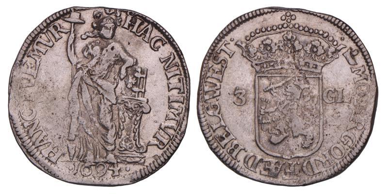 3 gulden West-Friesland 1694. Fraai +.