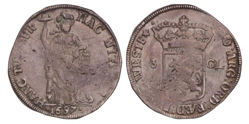 3 gulden West-Friesland 1697. Fraai +.