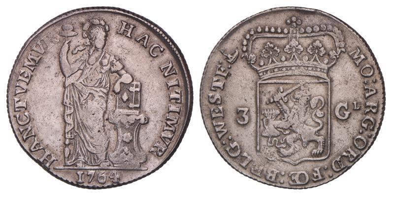 3 gulden West-Friesland 1764. Fraai / Zeer Fraai.