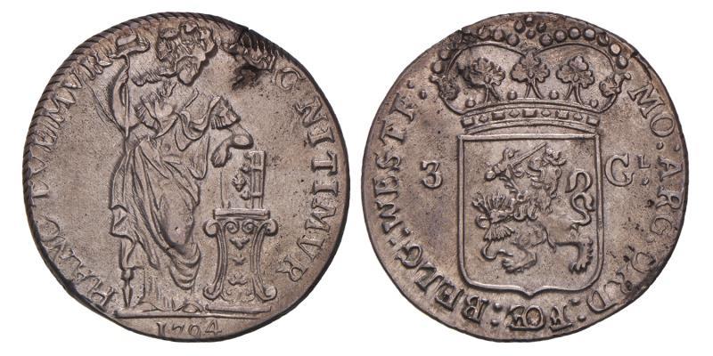 3 gulden West-Friesland 1794. Fraai / Zeer Fraai.