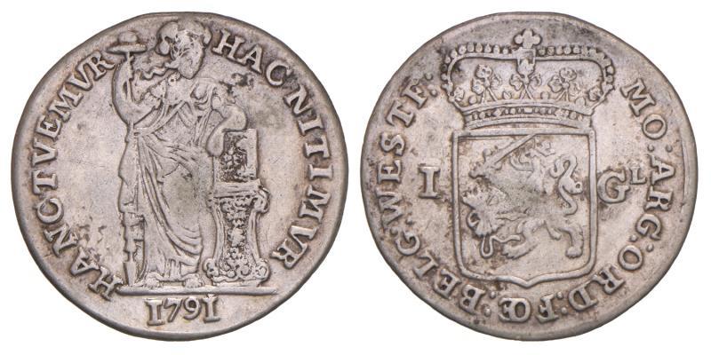 1 gulden West-Friesland 1791. Zeer Fraai +.