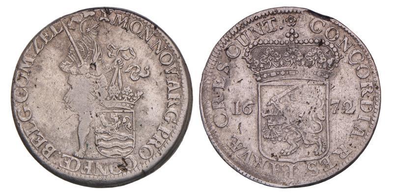 Zilveren dukaat Zeeland 1672. Fraai / Zeer Fraai.